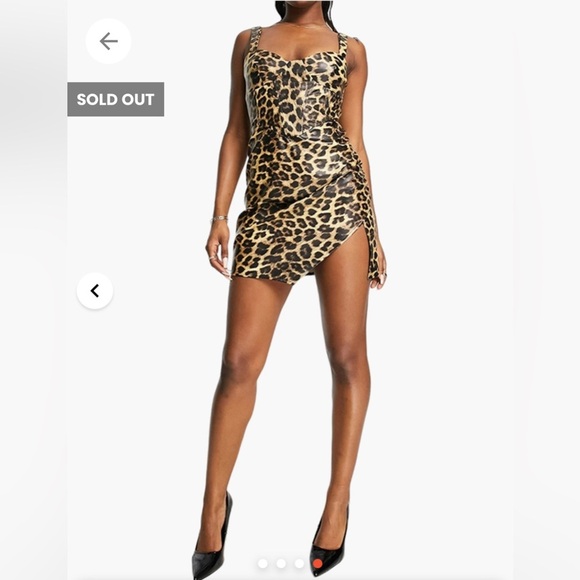 ASOS Leopard Print Corset Seamed Mini Dress size 6 Us new super cute dress - Picture 14 of 14